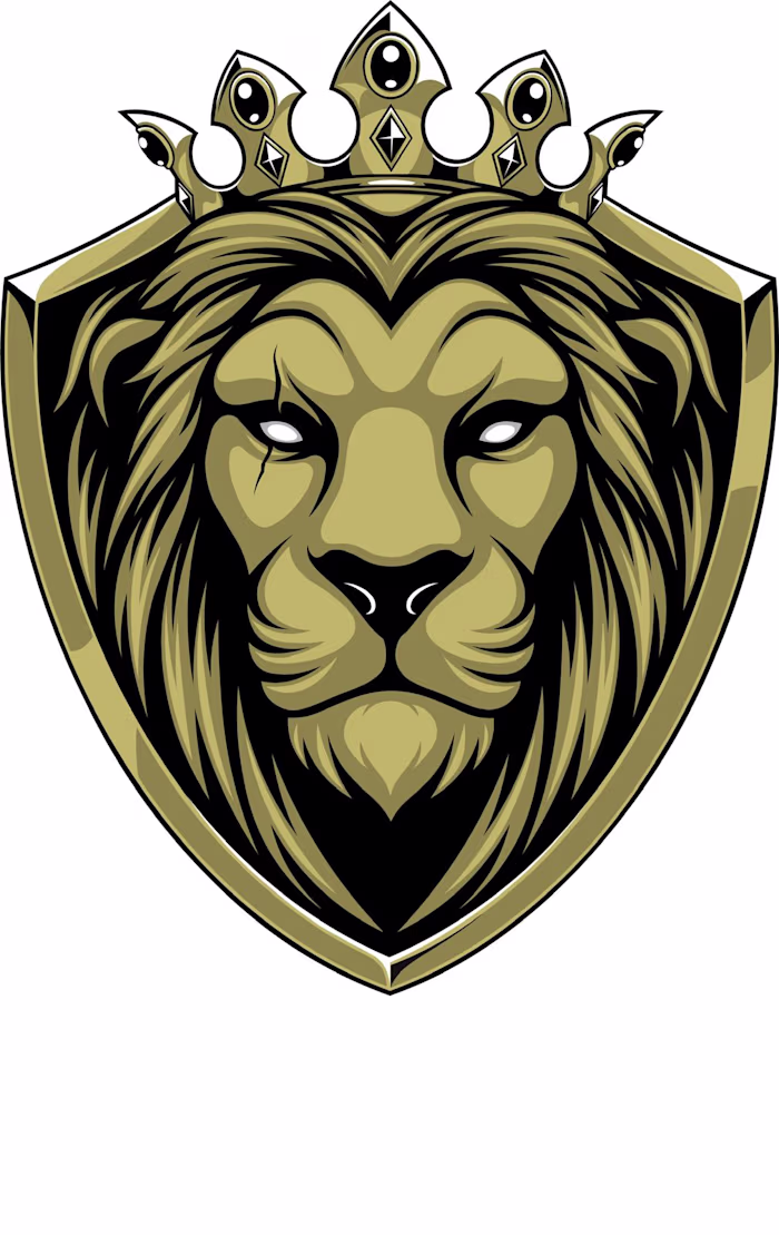 Majestic Lion King Logo - Luxury Crown & Shield Emblem Design