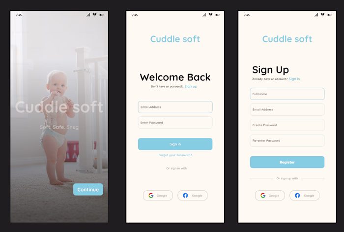 Landing Page, Login and Sign