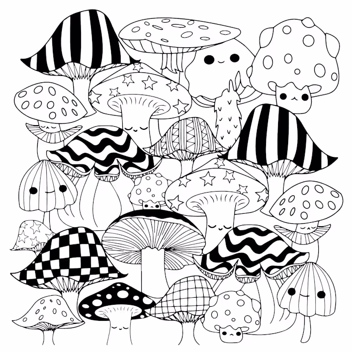 Kawaii style colouring book for teenagers 