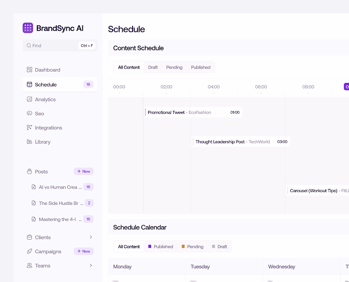 BrandSync AI - Schedule Post Dashboard