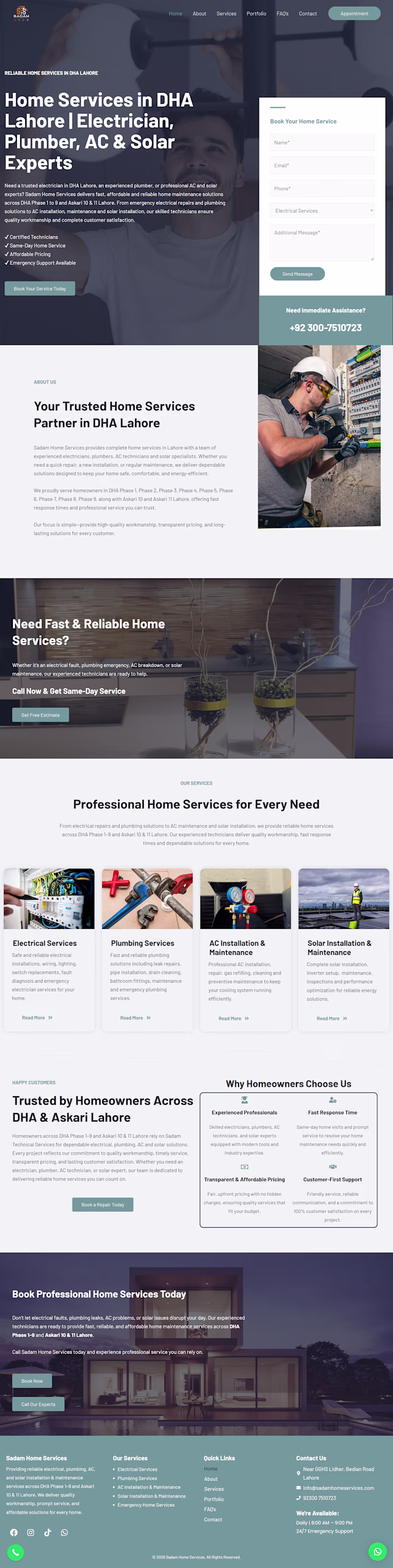 Sadam Home Services
Project Overview
Designed and
