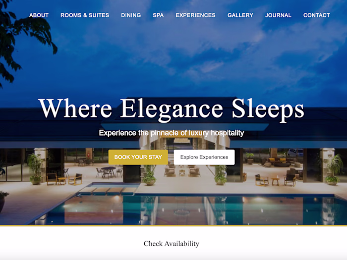 Luxury Boutique Hotel Website Design