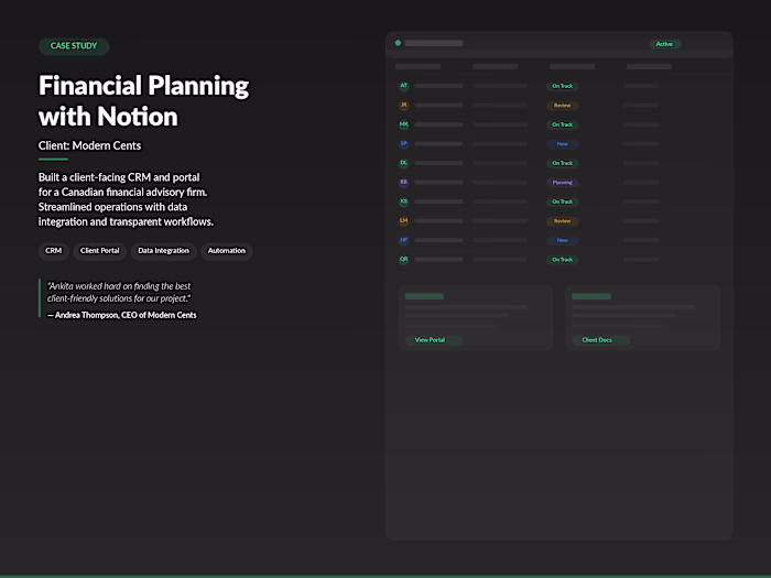 Financial Planning Platform for Modern Cents