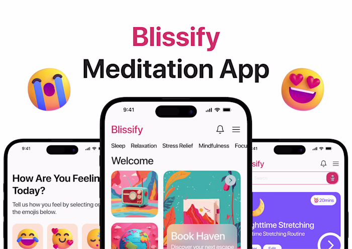 Blissify - Meditation App UI/UX Case Study