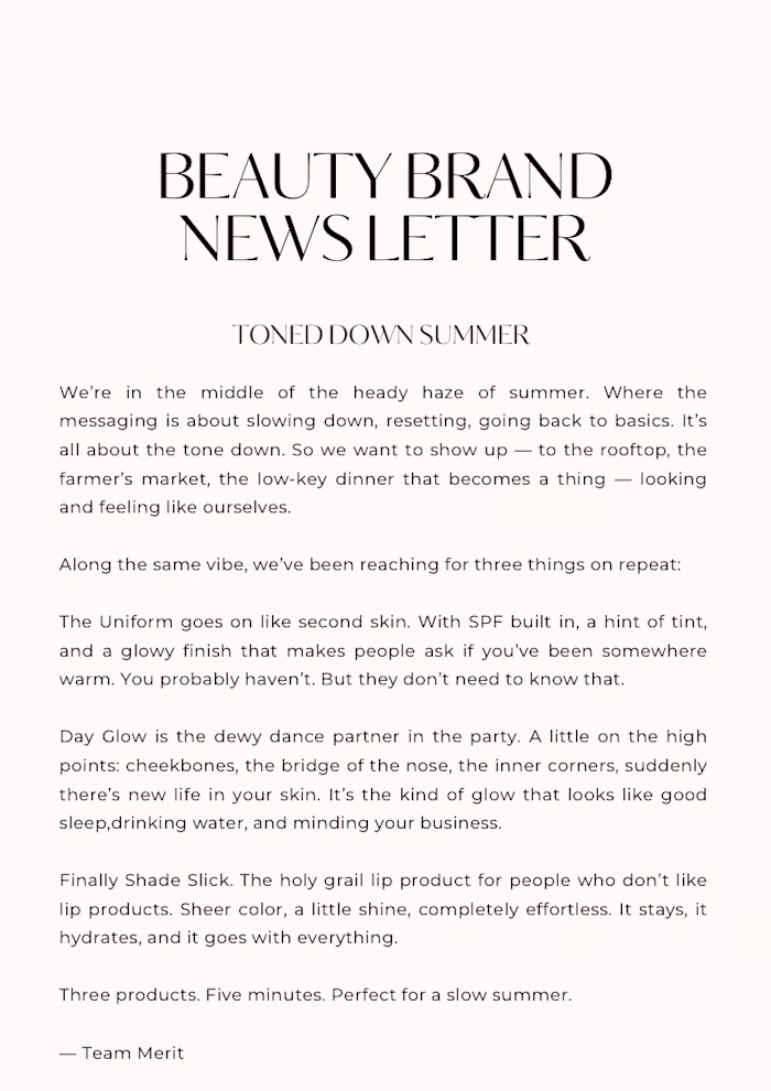 Sample seasonal newsletter for a