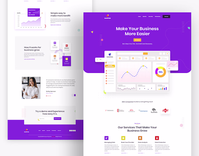 Saas landing page design