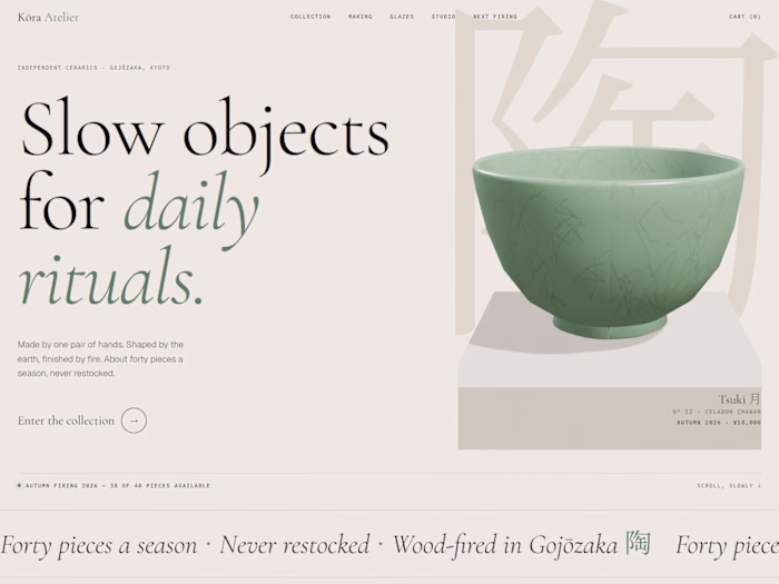 Kōra Atelier: A Quiet Gallery-Inspired Ceramics E-Commerce C...