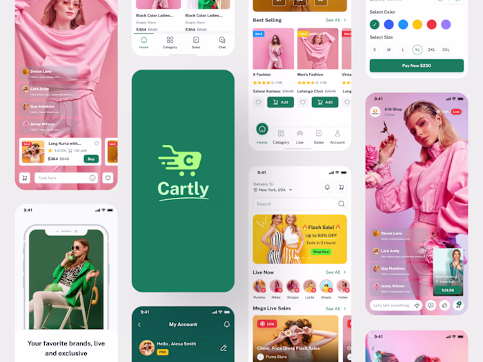 Cartly – Live Shopping Mobile App UI Kits