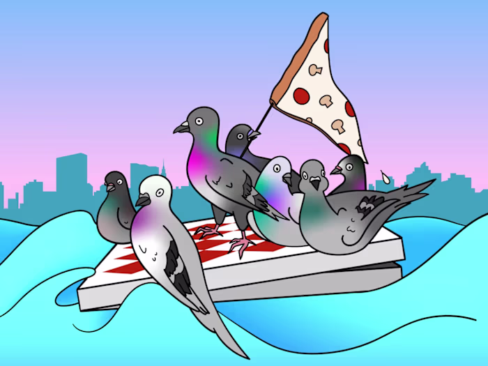 Pigeons Crossing the East River