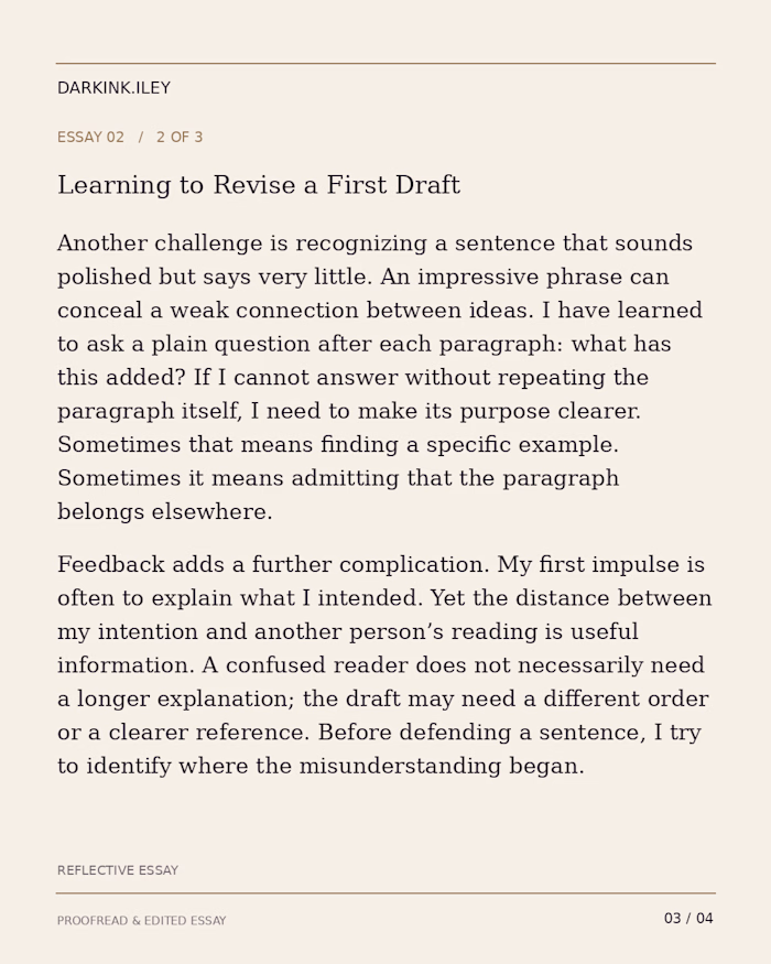 essay about learning to revise a first draft