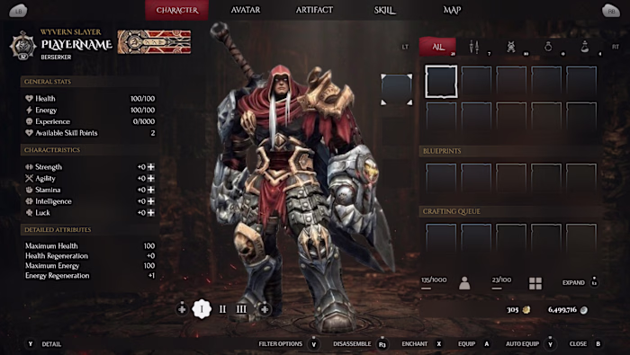 Shadow Realm - Character Screen