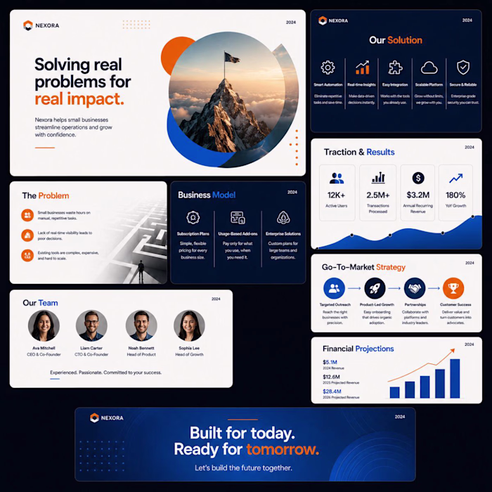 Modern SaaS Pitch Deck Design for Nexora