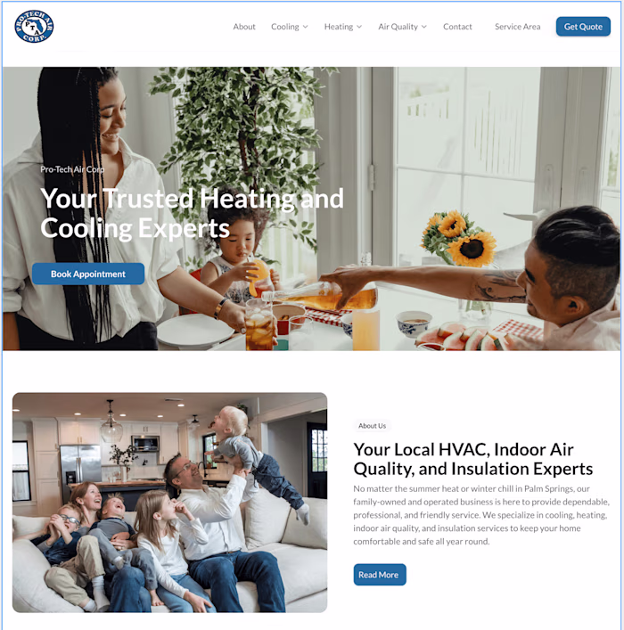 Pro Tech Air Framer Website Design