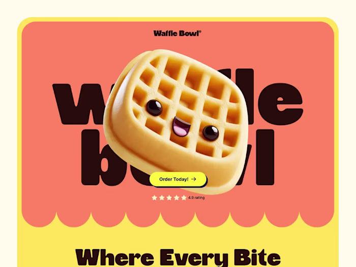 Waffle Bowl – Playful Dessert Landing Page UI
