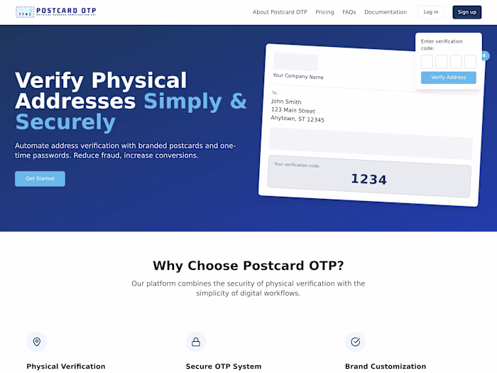 PostcardOTP: Secure Address Verification Platform