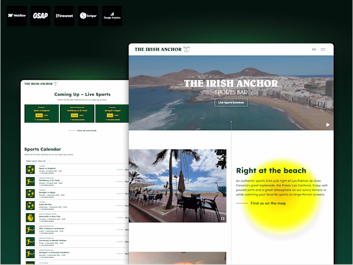 The Irish Anchor: Responsive Webflow Site with Animations
