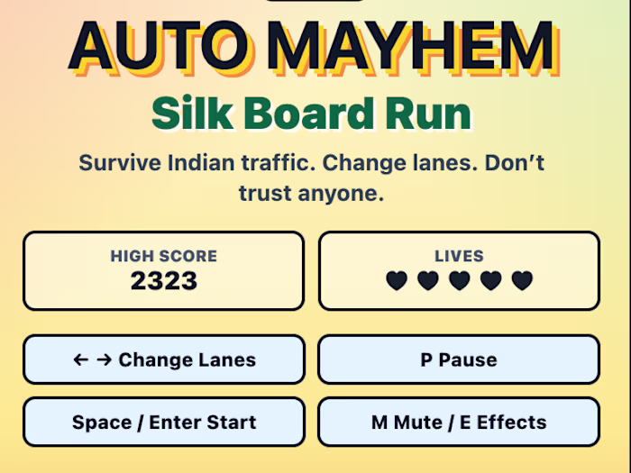 Auto Mayhem: Silk Board Run
