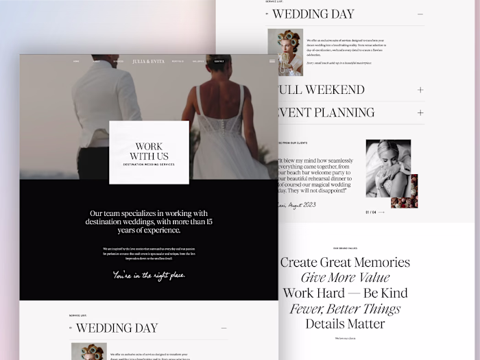 Luxury wedding planner website | Squarespace
