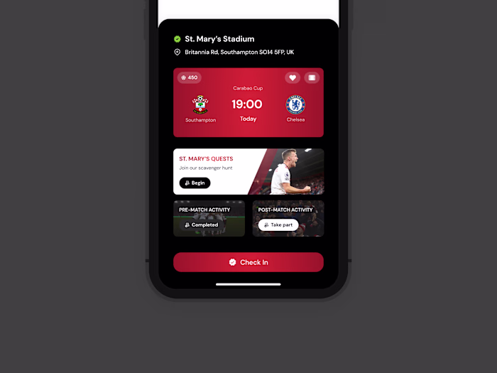 Football Game Check-In & Fan Engagement App