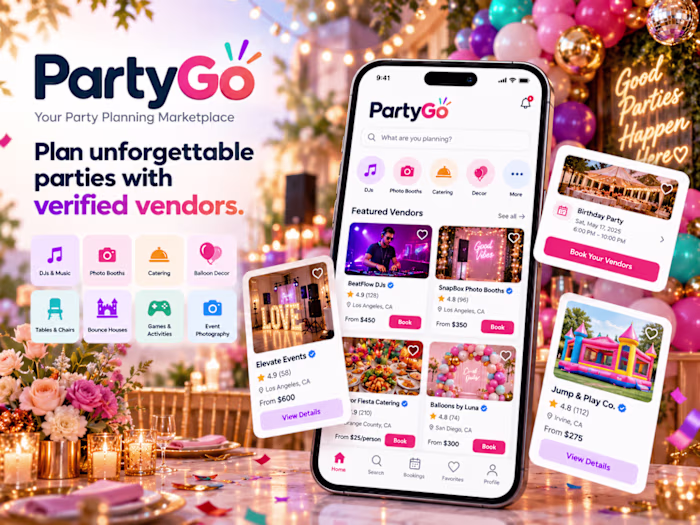Vibe Coded Event Marketplace Mobile & Web App | Party go