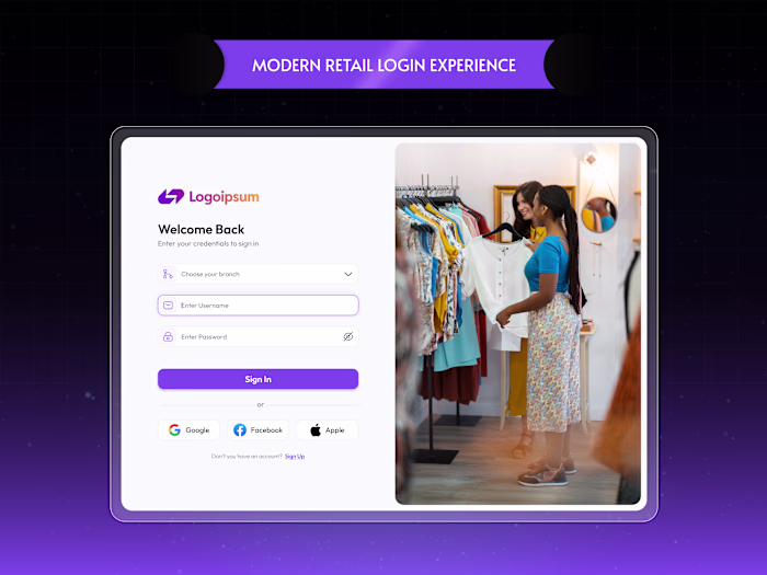 Introducing a modern desktop login screen tailored for fashi...
