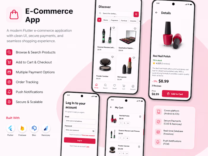 Full-stack Flutter e-commerce app with