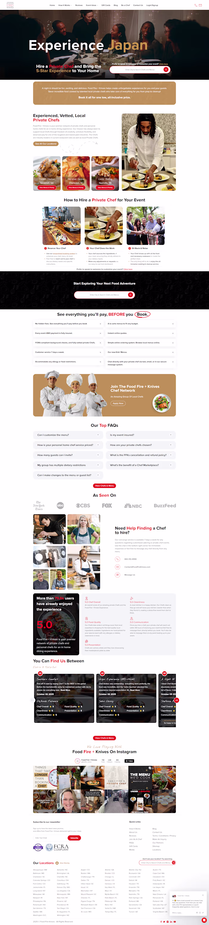FoodFireKnives Private Chef Booking Platform Development