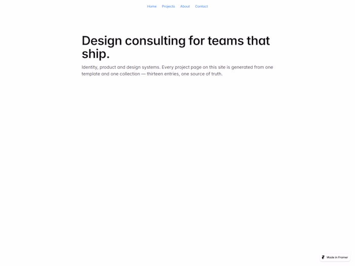 Northcut Studio — Framer site from one CMS collection