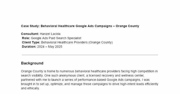 Case Study: Behavioral Healthcare Google Ads Campaigns – Orange…