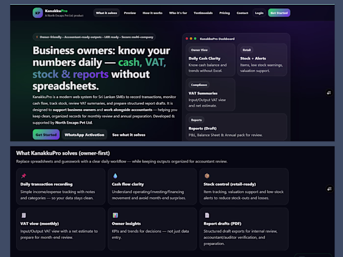 KanakkuPro – SME Finance Web
