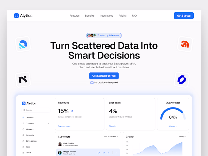 Alytics SaaS Landing Page Template Design