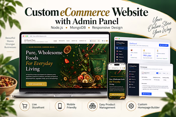 Built a fully functional Custom eCommerce website with a cus...