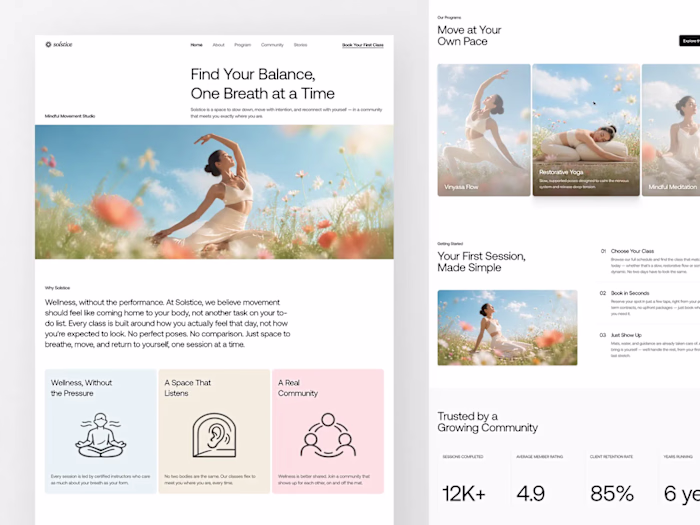 Solstice - Wellness Studio Landing Page