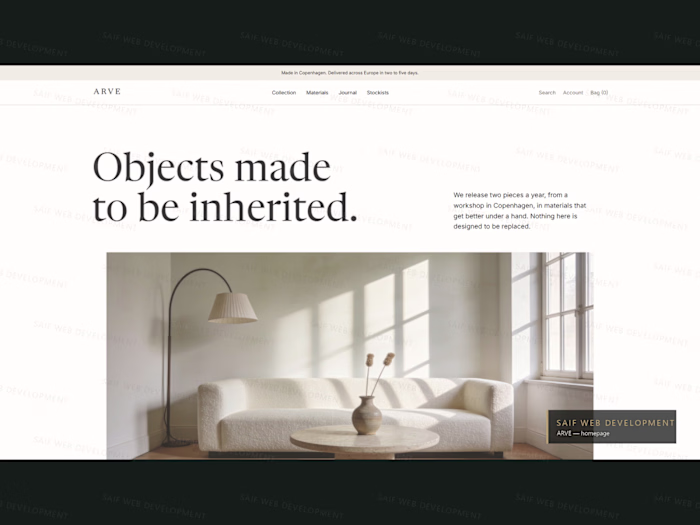 I designed and built ARVE, a concept site for a brand that m...