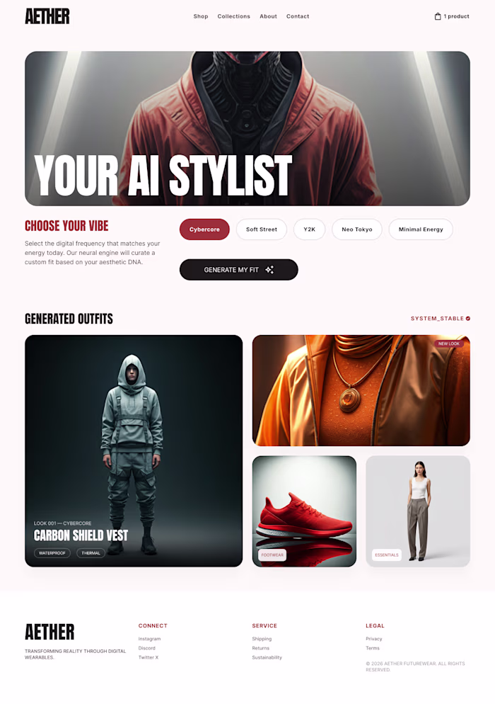 AETHER: Futuristic Streetwear Spatial E-Commerce
A
