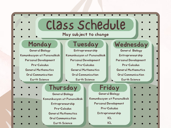 Class schedule wallpaper