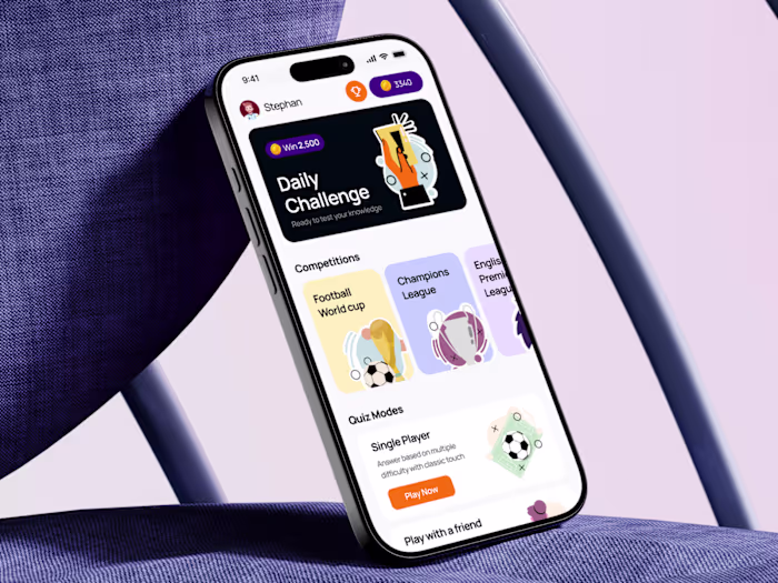 Football quiz mobile app design