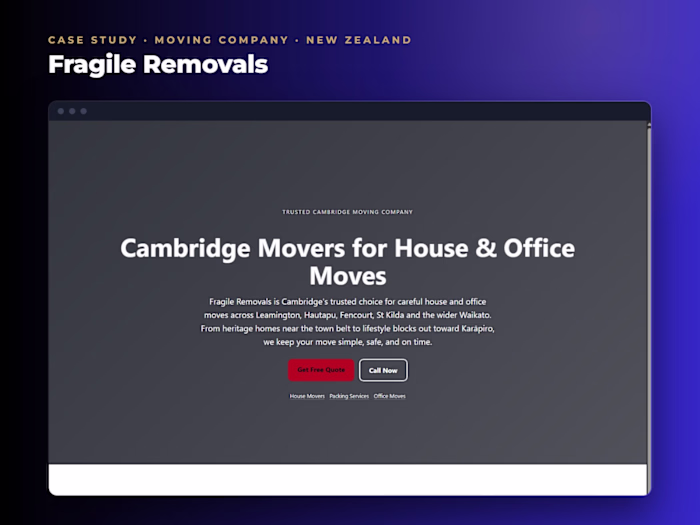 Fragile Removals: 26 page WordPress site for a mover