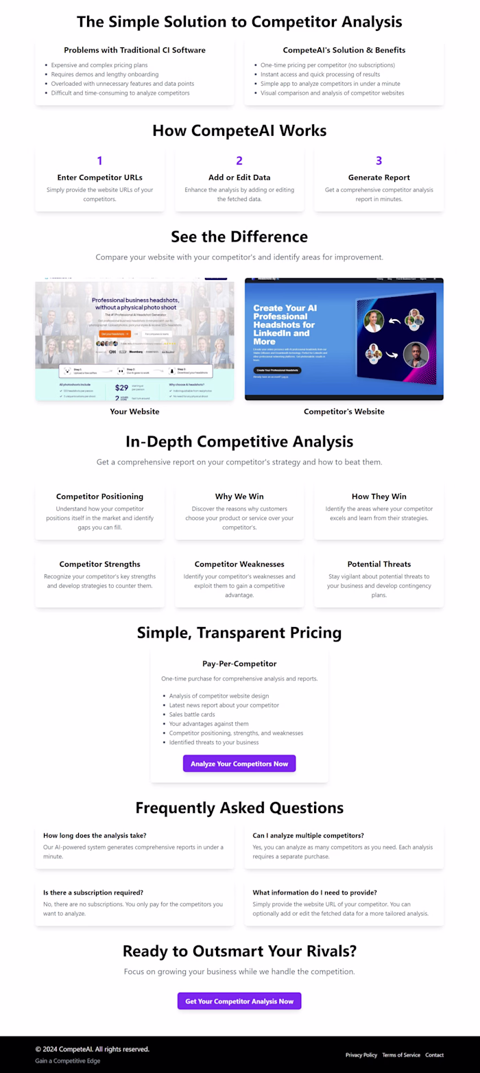 Competitor Analysis with AI - CompeteAI