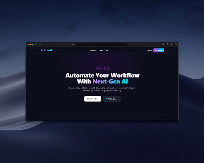 CoreAI Web App Landing Page