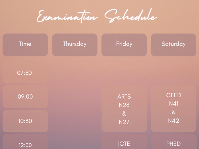 Weekly Schedules 