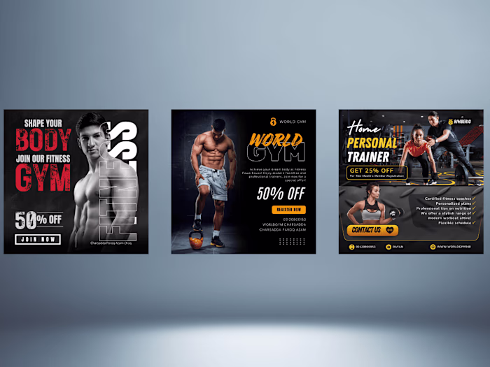  Social Media Posts Designer and Content Creator For World Gym