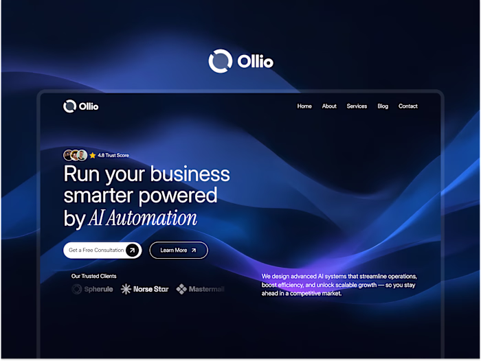 Ollio AI : Landing Page Design & Framer Development 
