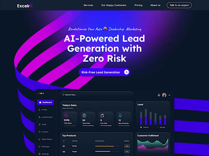 AI Lead Generation for Auto Dealership Landing page Design