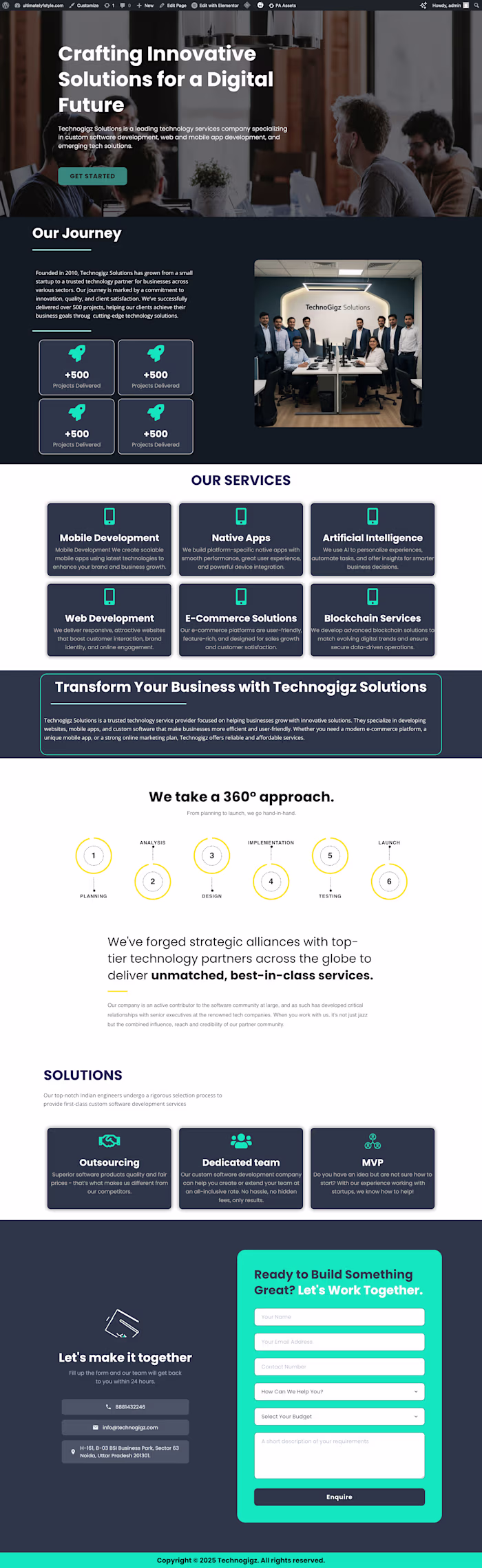 Corporate Tech Company Website for Technogigz Solutions