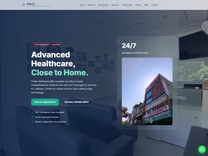 Phelix Multispeciality Hospital: Healthcare Website