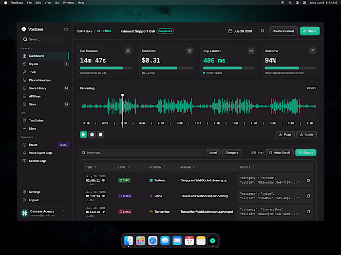 Voxbase AI Voice Agent Monitoring Dashboard Design