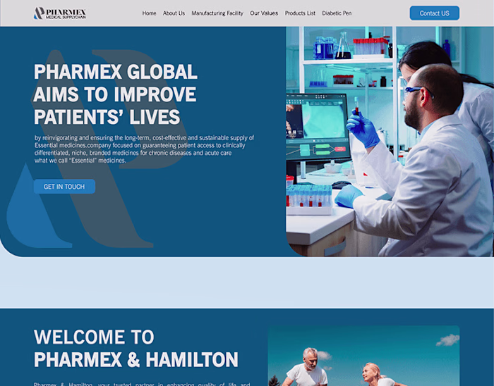Pharmaceutical Company Landing Page