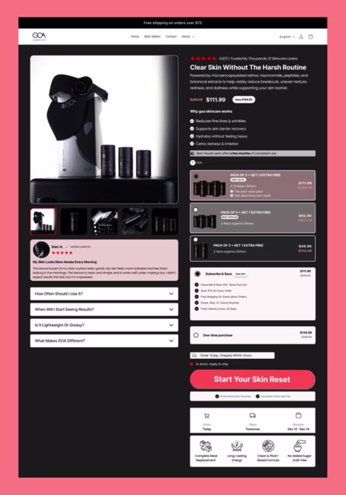 Clean, conversion focused skincare buy