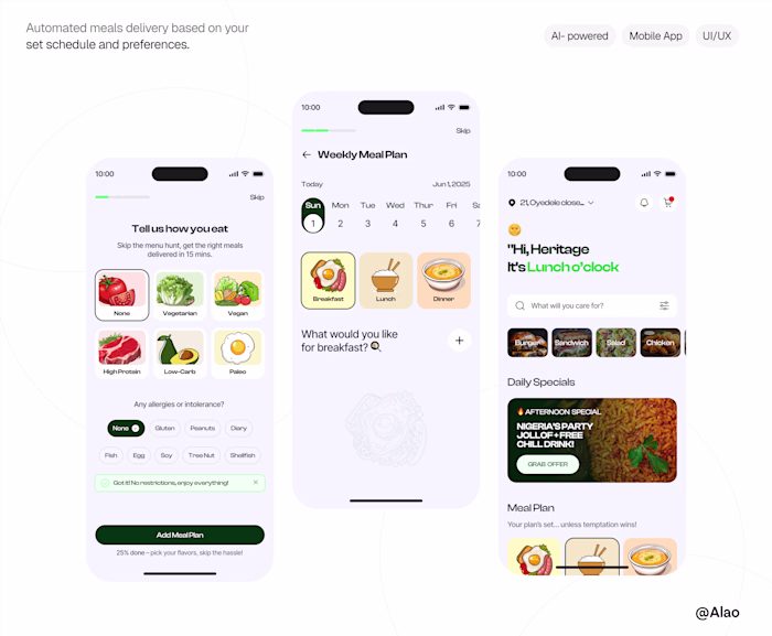 Food App concept for busy professionals